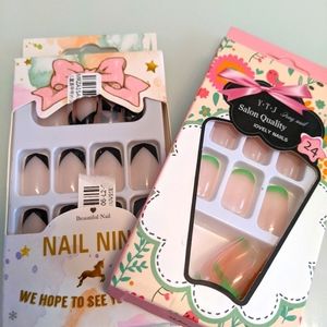 2 packs of square medium length press on nails